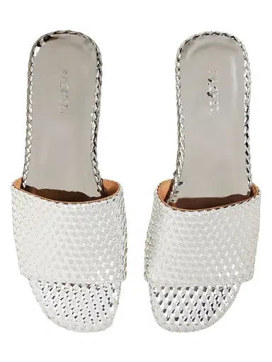 Naghedi Women's St. Barths Metallic Slide Sandals - Silver - Size 11 | Thumbnail 3