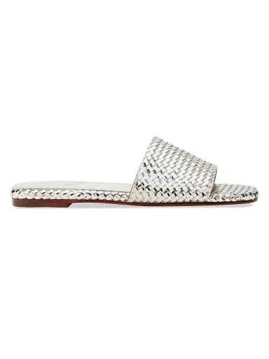 Naghedi Women's St. Barths Metallic Slide Sandals - Silver - Size 11 | Thumbnail 1