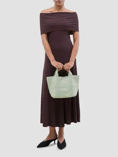NAGHEDI Women's St. Barths Small Satin Tote Bag - Wintergreen | Thumbnail 2 NAGHEDI Women's St. Barths Small Satin Tote Bag - Wintergreen | Thumbnail 2