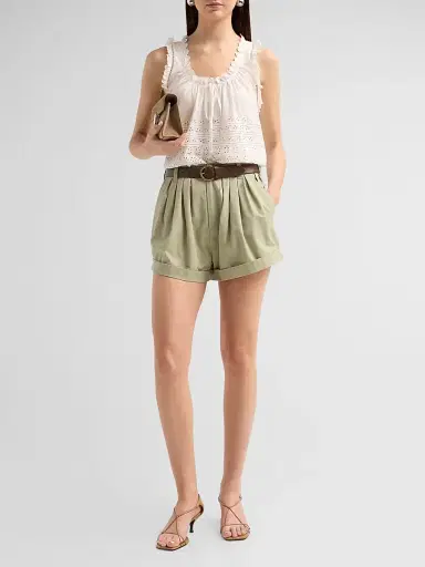 DÔEN Women's Declan Pleated Shorts | Thumbnail 2