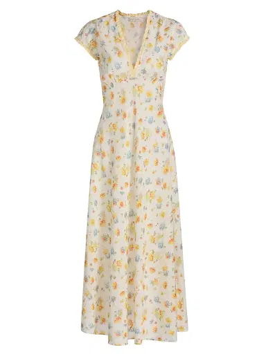 DÔEN Women's Helia Floral Midi-Dress - Dahlia Floral - Size XS | Thumbnail 1