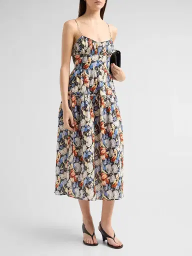 DÔEN Women's Benoit Floral Midi Dress - Petit Jardin De Villandry - Size XXS | Thumbnail 4