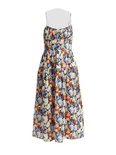 DÔEN Women's Benoit Floral Midi Dress - Petit Jardin De Villandry - Size XXS | Thumbnail 1