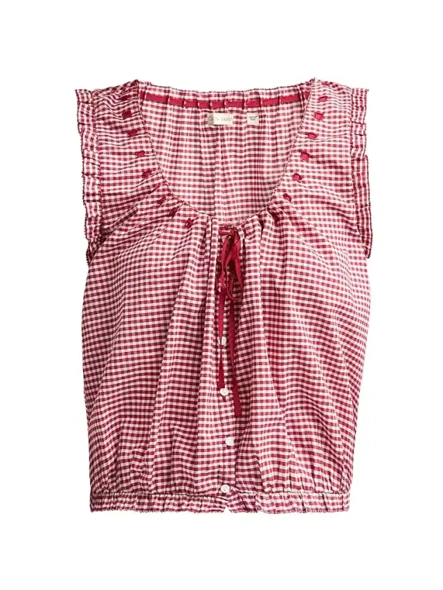 Women's Traveler Gingham Tie-Front Top - Mulberry La Maddalena Gingham