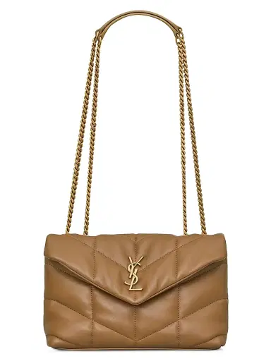 Saint Laurent Women's Puffer Toy Shoulder Bag in Quilted Lambskin - Dark Cork | Thumbnail 1 Saint Laurent Women's Puffer Toy Shoulder Bag in Quilted Lambskin - Dark Cork | Thumbnail 1