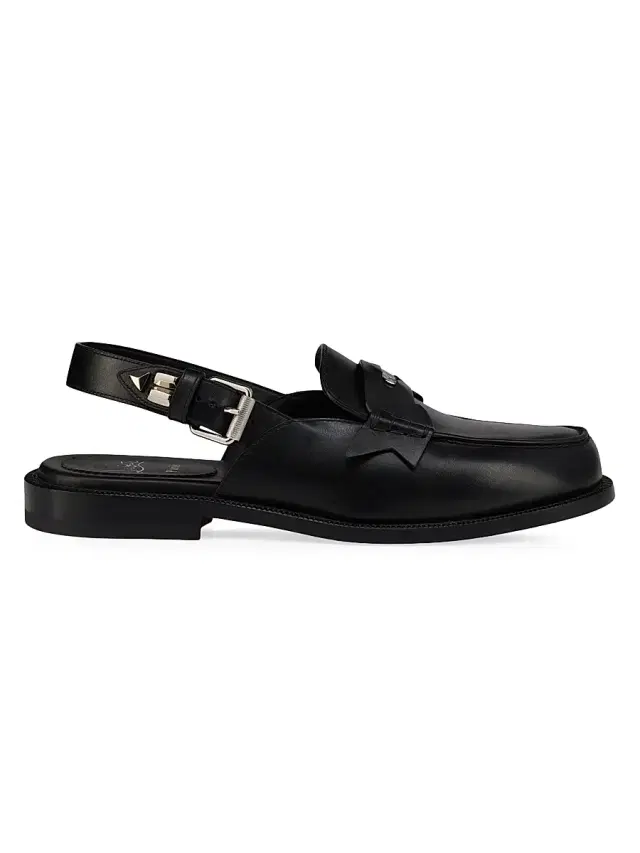 Men's Asclepius Sling Leather Mules - Black
