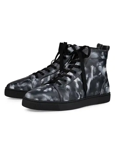 Christian Louboutin Men's Louis Canopy Leather High-Top Sneakers - Black White - Size 12 | Thumbnail 2 Christian Louboutin Men's Louis Canopy Leather High-Top Sneakers - Black White - Size 12 | Thumbnail 2