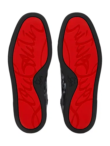 Christian Louboutin Men's Louis Canopy Leather High-Top Sneakers - Black White - Size 12 | Thumbnail 5 Christian Louboutin Men's Louis Canopy Leather High-Top Sneakers - Black White - Size 12 | Thumbnail 5