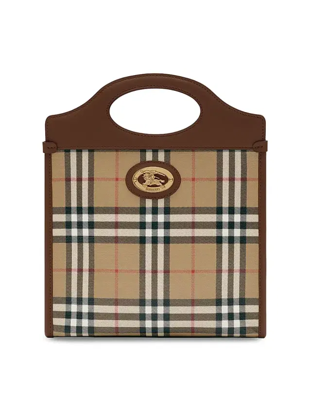 Burberry Women's Mini Check Canvas & Leather Pocket Bag - Archive Beige