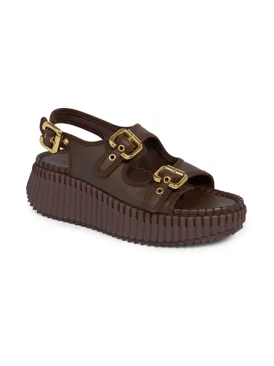 Chloé Women's Nama 50MM Suede Flatform Sandals - Chocolate | Thumbnail 2