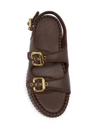 Chloé Women's Nama 50MM Suede Flatform Sandals - Chocolate | Thumbnail 4