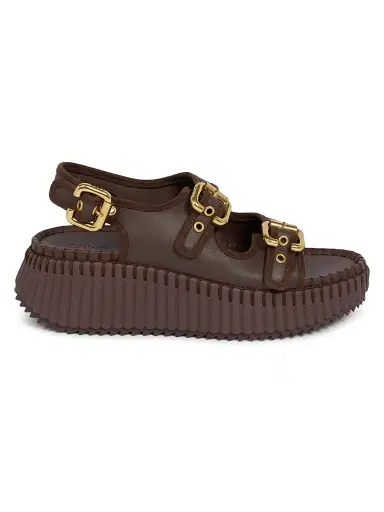 Chloé Women's Nama 50MM Suede Flatform Sandals - Chocolate | Thumbnail 1