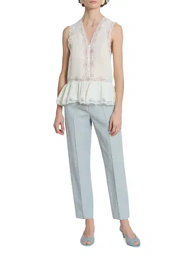 Chloé Women's Lace-Trim Sleevless Silk Top - Coconut Milk | Thumbnail 2