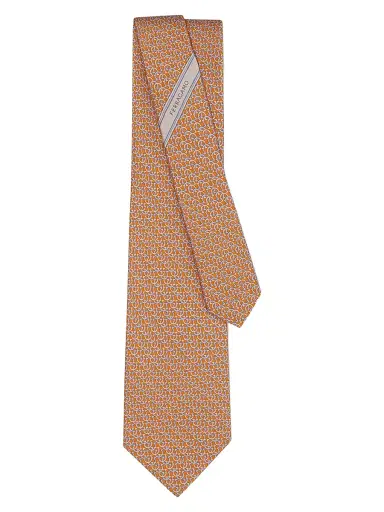 Ferragamo Men's Cerchio Silk Tie - Arancio | Thumbnail 2