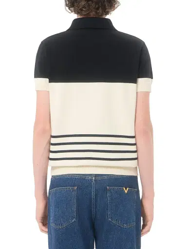 Valentino Garavani Men's Wool Polo Shirt with VLogo - Butter Black - Size Small | Thumbnail 5 Valentino Garavani Men's Wool Polo Shirt with VLogo - Butter Black - Size Small | Thumbnail 5