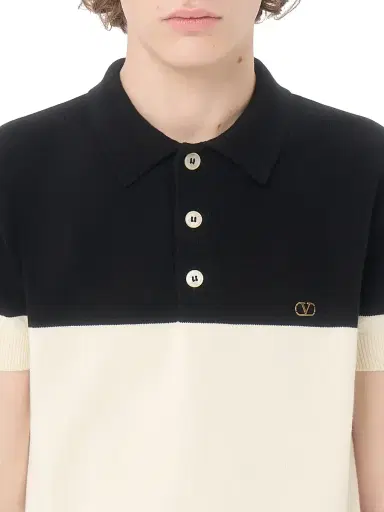 Valentino Garavani Men's Wool Polo Shirt with VLogo - Butter Black - Size Small | Thumbnail 6 Valentino Garavani Men's Wool Polo Shirt with VLogo - Butter Black - Size Small | Thumbnail 6