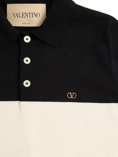Valentino Garavani Men's Wool Polo Shirt with VLogo - Butter Black - Size Small | Thumbnail 7 Valentino Garavani Men's Wool Polo Shirt with VLogo - Butter Black - Size Small | Thumbnail 7