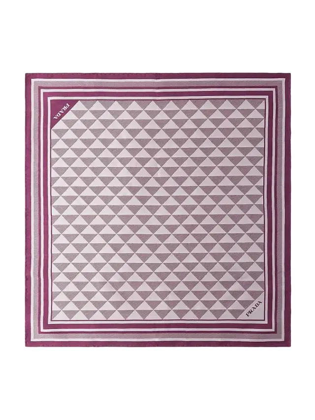 Women's Printed Silk Twill Square Scarf - Purple