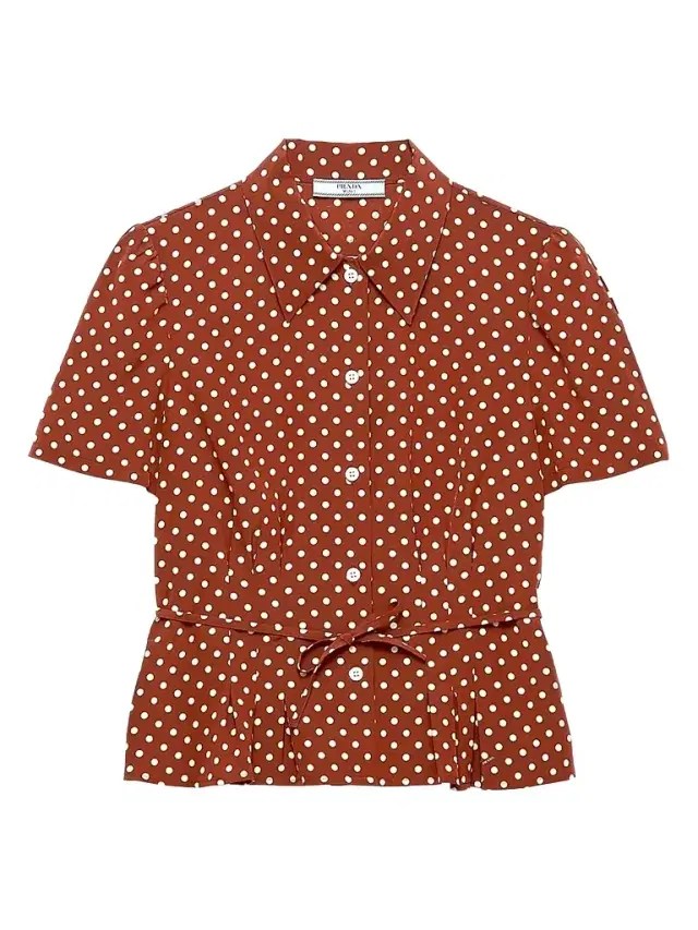 Prada Women's Polka-Dot Marocain Shirt - Brown
