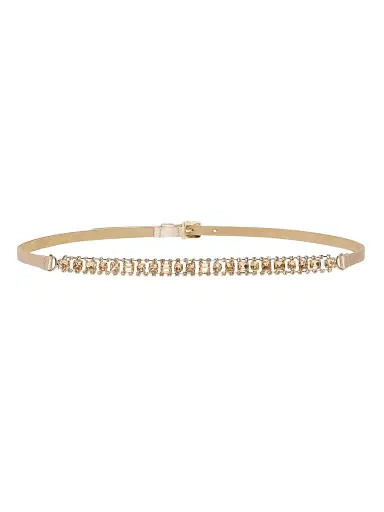 Max Mara Women's Bejewelled Satin Belt - Powder - Size Small | Thumbnail 1