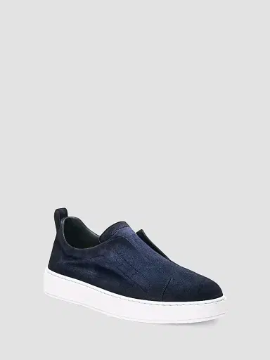 Santoni Men's Victory Suede Low-Top Sneakers - Blue - Size 13 | Thumbnail 2