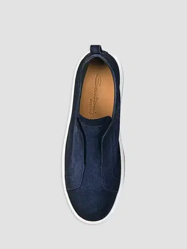 Santoni Men's Victory Suede Low-Top Sneakers - Blue - Size 13 | Thumbnail 5