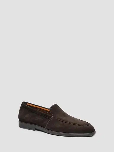 Santoni Men's Malibu Suede Loafers - Dark Brown - Size 13 | Thumbnail 2