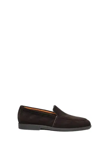 Santoni Men's Malibu Suede Loafers - Dark Brown - Size 13 | Thumbnail 1