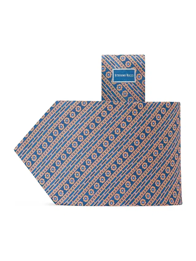 Stefano Ricci Men's Luxury Tie - Orange And Blue