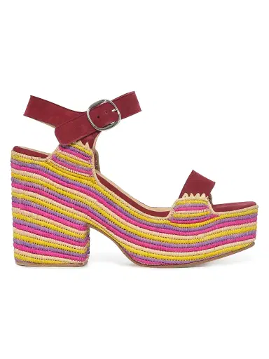Gabriela Hearst Women's Sardis 100MM Stripe Platform Sandals - Bordeaux Multi | Thumbnail 1