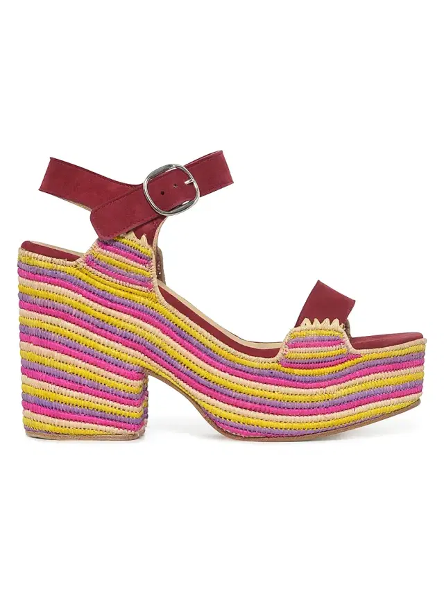 Gabriela Hearst Women's Sardis 100MM Stripe Platform Sandals - Bordeaux Multi