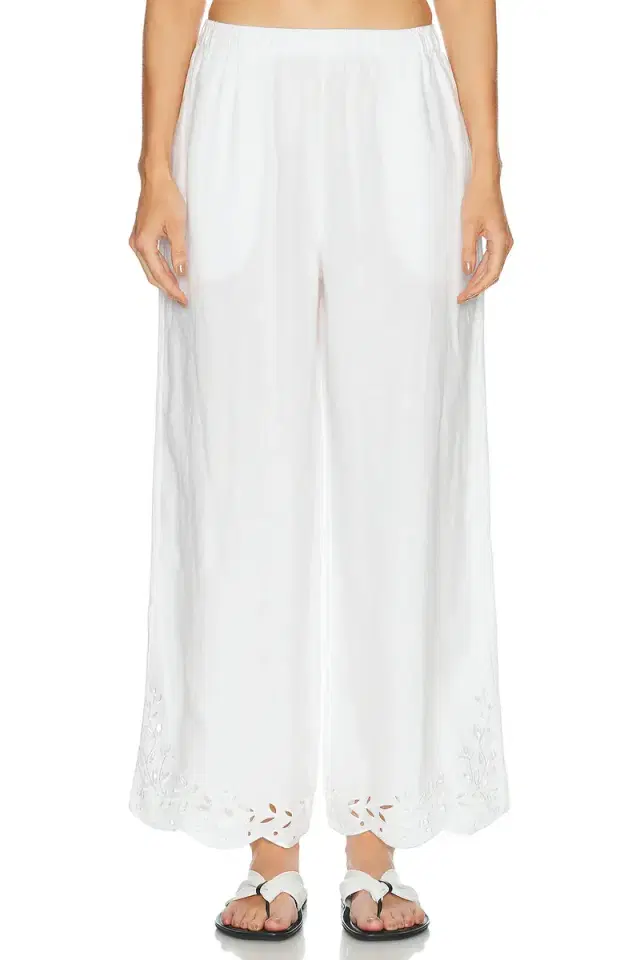 LUNYA Linen Embroidered Eyelet Pant