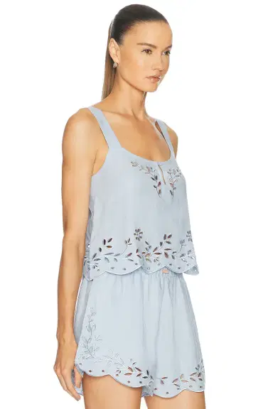 LUNYA Linen Embroidered Eyelet Tank Top | Thumbnail 2