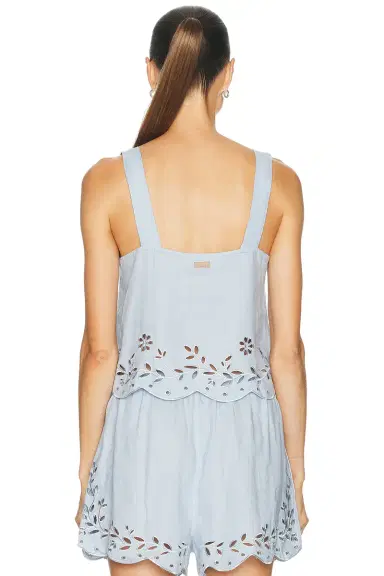 LUNYA Linen Embroidered Eyelet Tank Top | Thumbnail 3