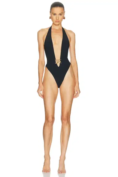 Dolce & Gabbana Plunge Neck One Piece Swimsuit | Thumbnail 1 Dolce & Gabbana Plunge Neck One Piece Swimsuit | Thumbnail 1