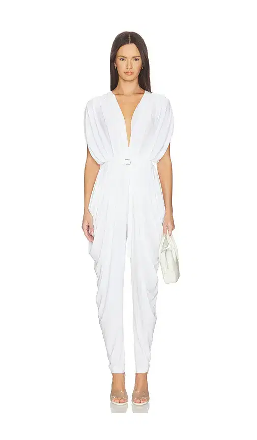 Norma Kamali Square Sleeve Waterfall Jumpsuit