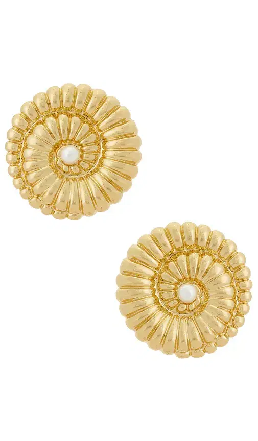 self-portrait Gold Pearl Shell Earrings