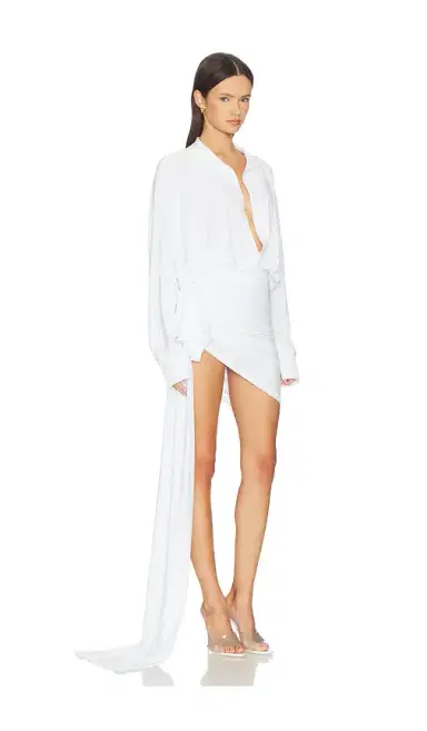 Norma Kamali Super Oversized Shirt Side Drape Dress | Thumbnail 2