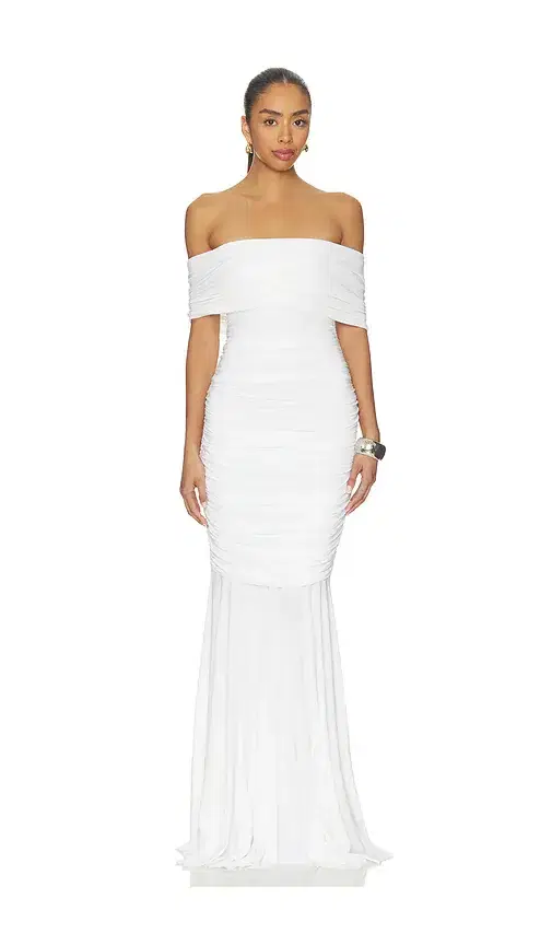 Sleeveless Cowl Neck Side Shirred Fishtail Gown