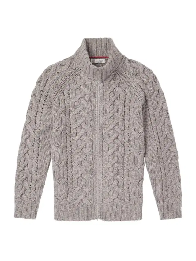Brunello Cucinelli Cable-Knit Cashmere Zip-Up Sweater - Men
