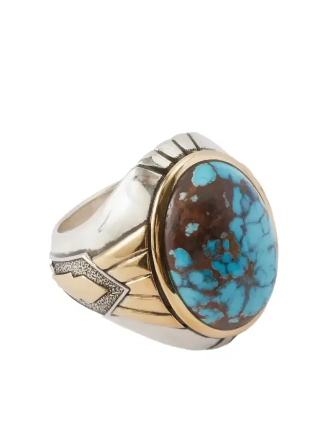 Jacques Marie Mage Bo-Jo-Ring Sterling Silver, 18-Karat Gold and Apache Turquoise Ring - Men