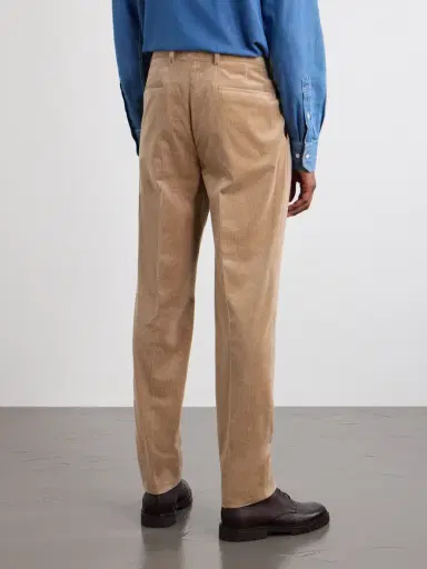 Brunello Cucinelli Straight-Leg Pleated Cotton-Blend Corduroy Trousers - Men | Thumbnail 4