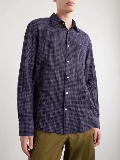 OFFICINE GÉNÉRALE Benoit Checked Cotton-Blend Voile Shirt - Men | Thumbnail 3 OFFICINE GÉNÉRALE Benoit Checked Cotton-Blend Voile Shirt - Men | Thumbnail 3