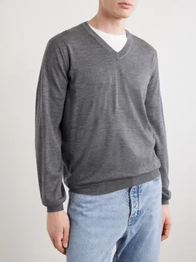 Brunello Cucinelli Wool and Cashmere-Blend Sweater - Men | Thumbnail 3