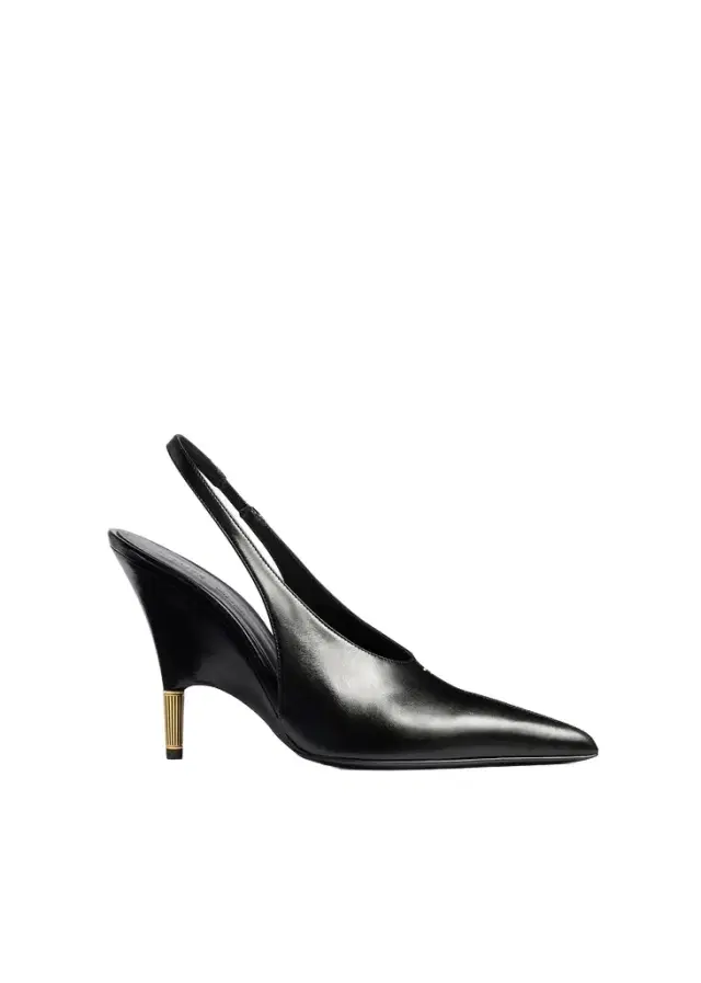 Bella Pump In Black Glazed Leather