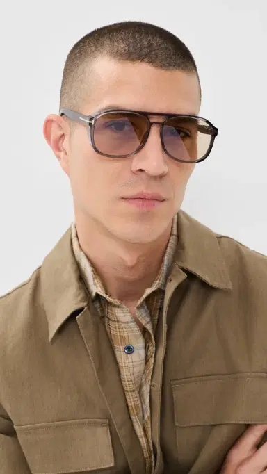 Tom Ford Rosco Sunglasses Shiny Transparent Grey One Size | Thumbnail 4 Tom Ford Rosco Sunglasses Shiny Transparent Grey One Size | Thumbnail 4
