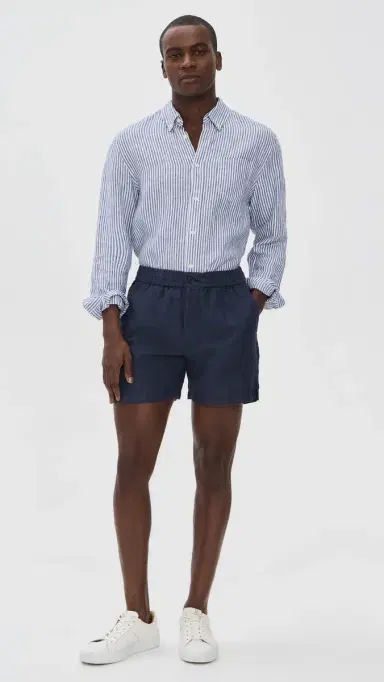 Madewell x Shopbop Everywear Linen Shorts 5 Dark Indigo | Thumbnail 5 Madewell x Shopbop Everywear Linen Shorts 5 Dark Indigo | Thumbnail 5