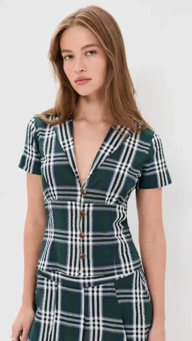 Rowing Blazers Plaid Cotton Little Button Down Shirt Green | Thumbnail 2 Rowing Blazers Plaid Cotton Little Button Down Shirt Green | Thumbnail 2