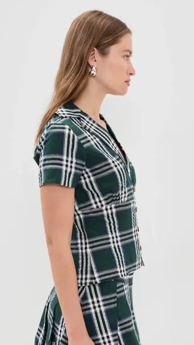 Rowing Blazers Plaid Cotton Little Button Down Shirt Green | Thumbnail 4 Rowing Blazers Plaid Cotton Little Button Down Shirt Green | Thumbnail 4