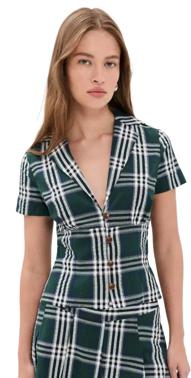 Rowing Blazers Plaid Cotton Little Button Down Shirt Green | Thumbnail 1 Rowing Blazers Plaid Cotton Little Button Down Shirt Green | Thumbnail 1